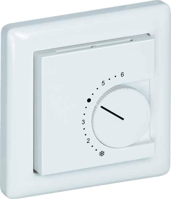Raumtemperaturfühler mit Bedienelementen im Flächenschalterprogramm THERMASGARD FSTF NTC20K P - S+S Regeltechnik