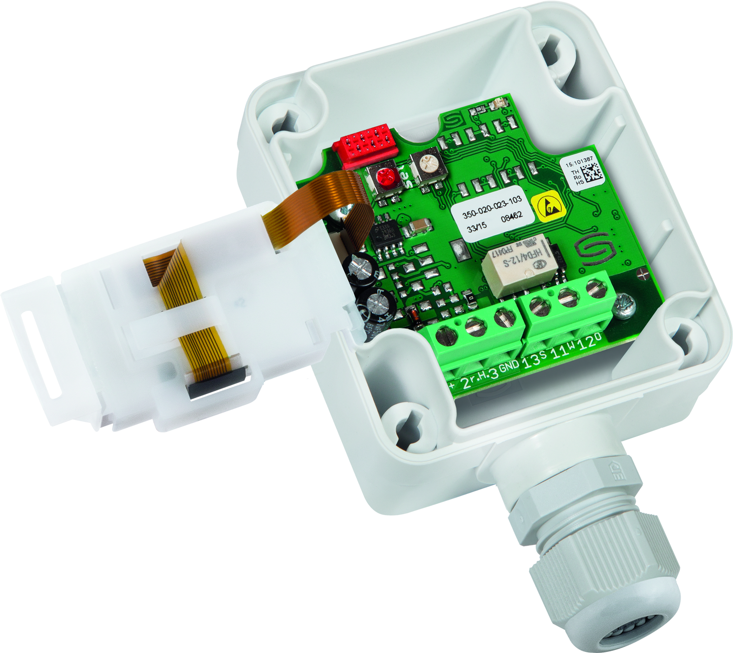 HYGRASREG TW-W-extern LCD, mit geöffneter Abdeckung und LCD-Anzeige - S+S Regeltechnik