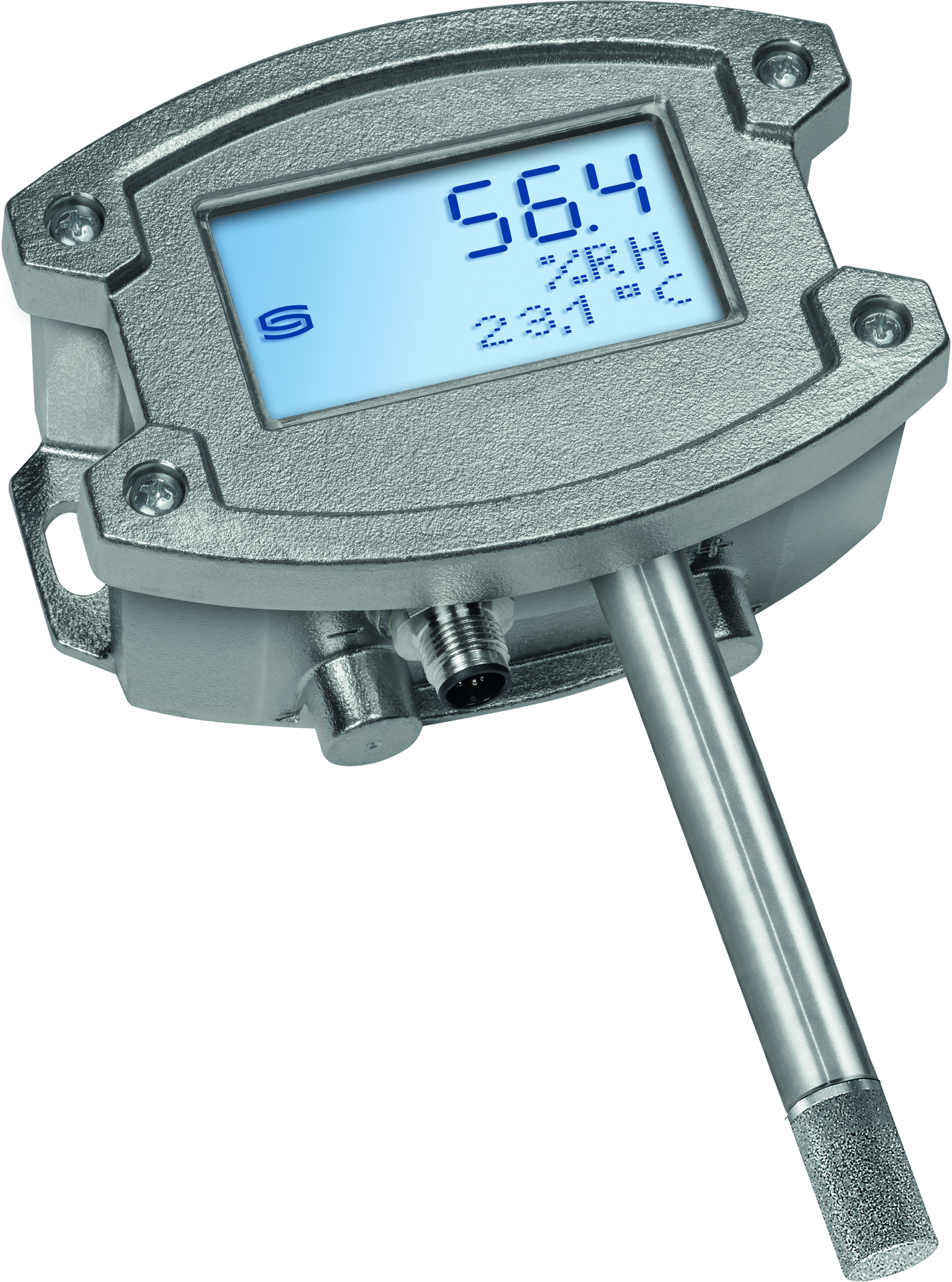 HYGRASGARD AFTF-20-I VAQ LCD, mit geöffneter Abdeckung, mit Metall-Sinterfilter - S+S Regeltechnik