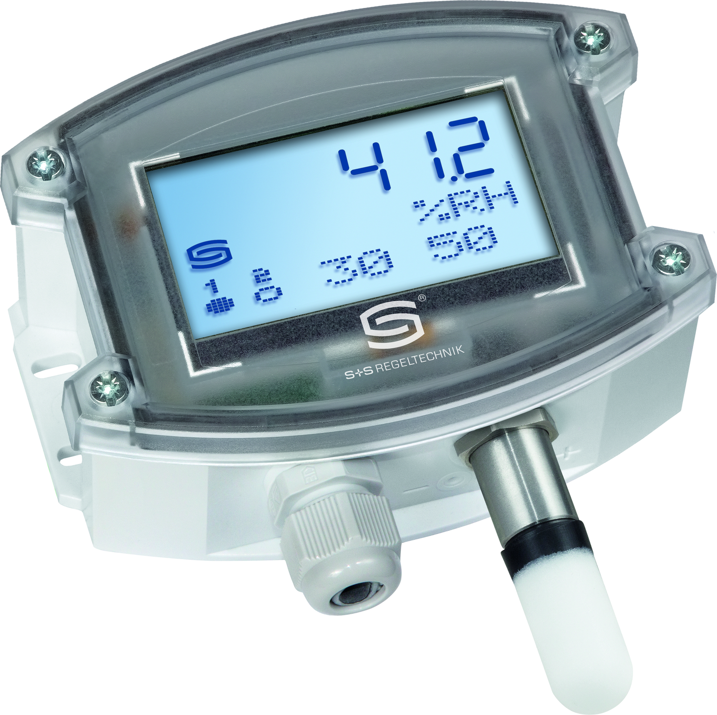 HYGRASREG AHT-30W-I LCD, mit geöffneter Abdeckung - S+S Regeltechnik