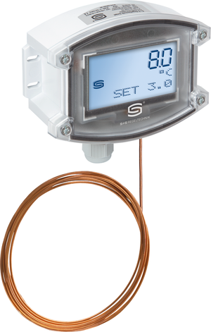 2-Phasen-Frostschutzthermostat mit Display in Frontalansicht