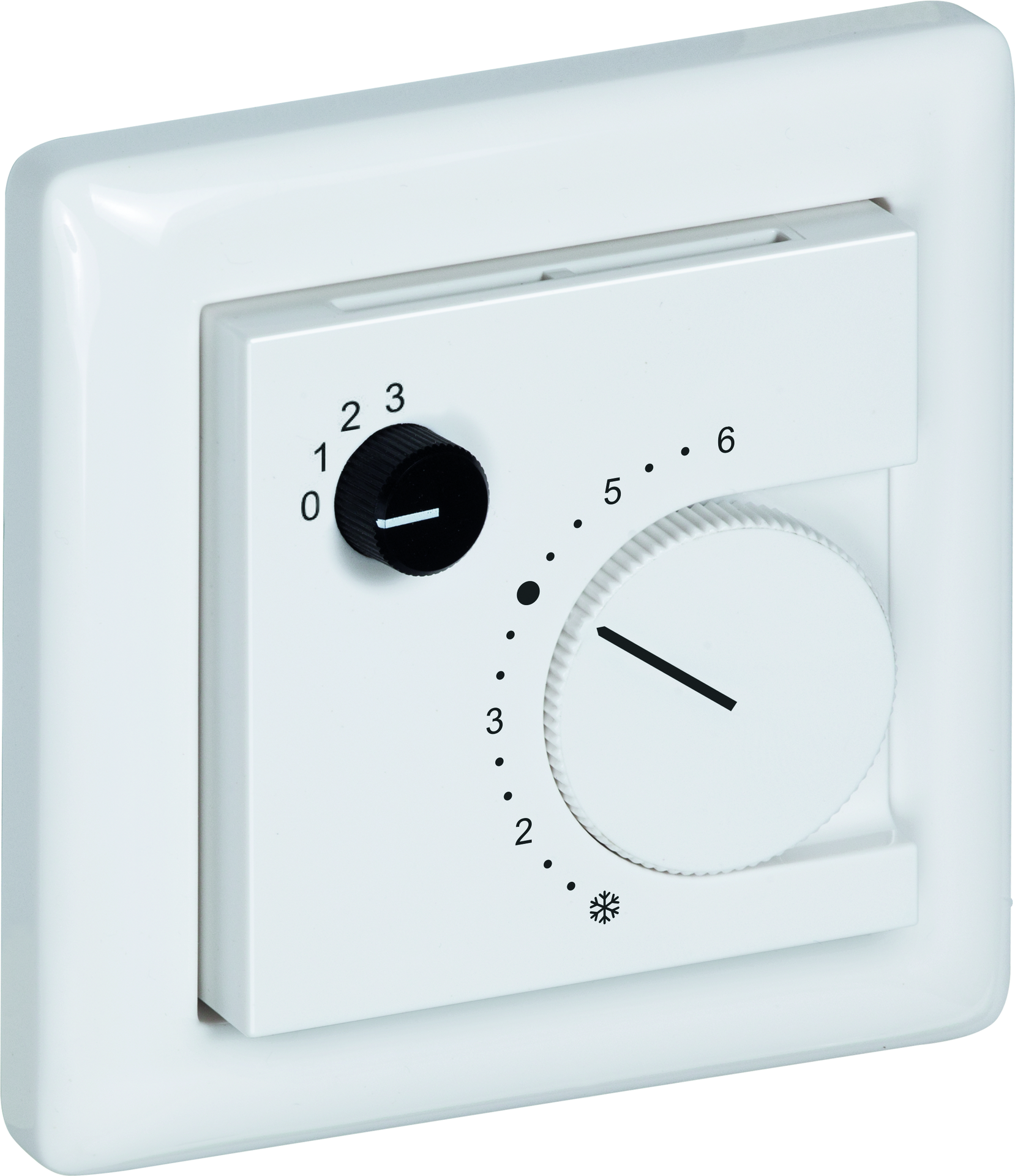 Raumtemperaturfühler mit Bedienelementen im Flächenschalterprogramm THERMASGARD FSTF Pt1000 P D4 - S+S Regeltechnik