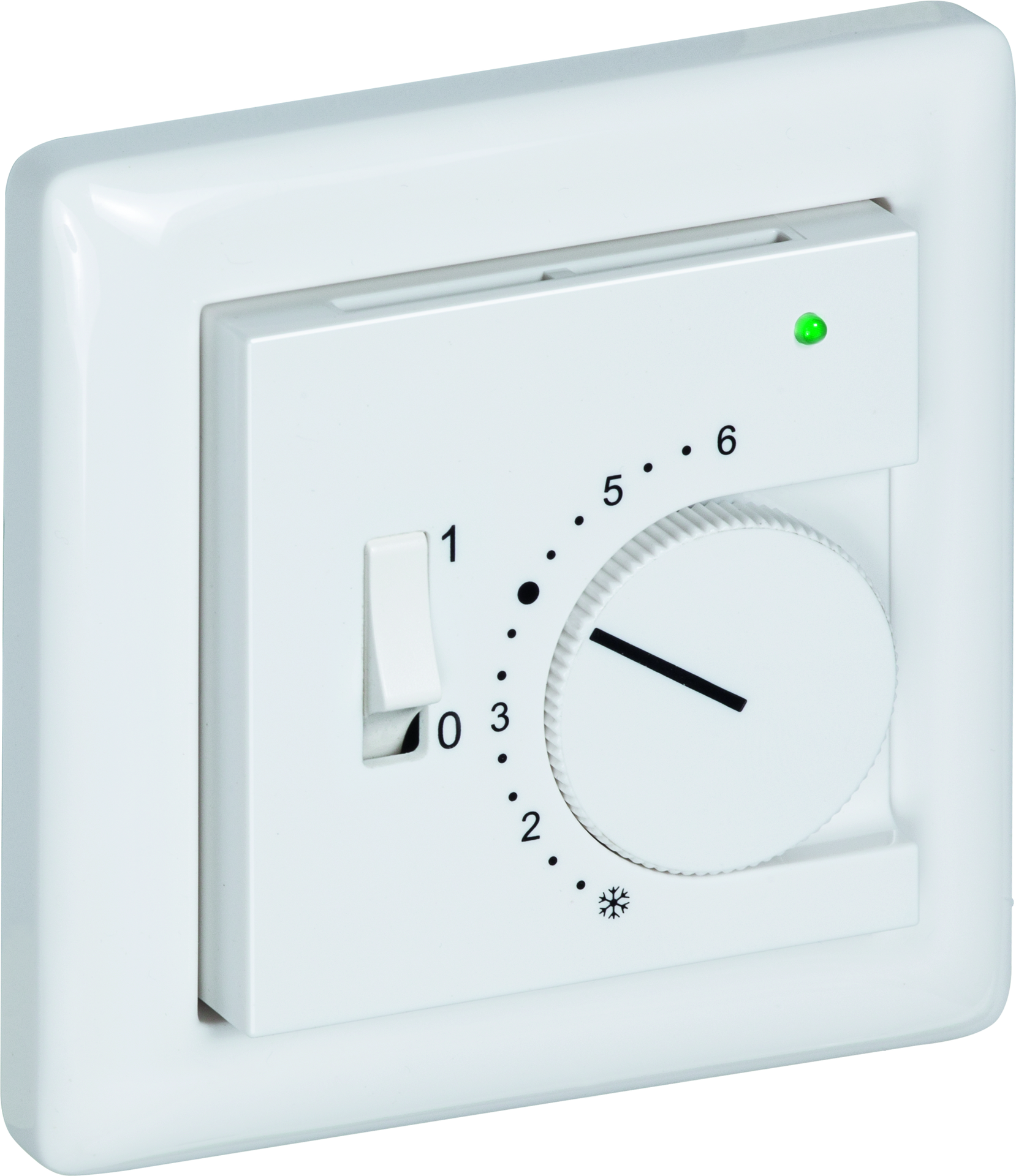 Raumtemperaturfühler mit Bedienelementen im Flächenschalterprogramm THERMASGARD FSTF NTC1,8K P L W - S+S Regeltechnik