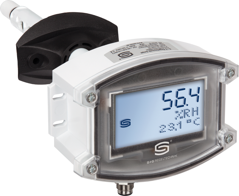 Kanalfeuchte- und Temperaturfühler HYGRASGARD KFTF-20-I Q LCD, mit LCD-Anzeige, mit Kunststoff-Sinterfilter - S+S Regeltechnik