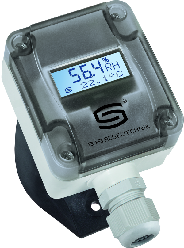 HYGRASGARD KFTF-U LCD, mit geöffneter Abdeckung, mit Metall-Sinterfilter - S+S Regeltechnik