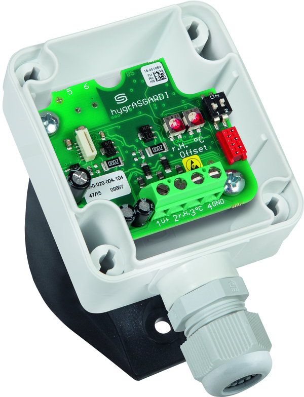 HYGRASGARD KFTF-U, mit geöffneter Abdeckung, mit Sinterfilter - S+S Regeltechnik