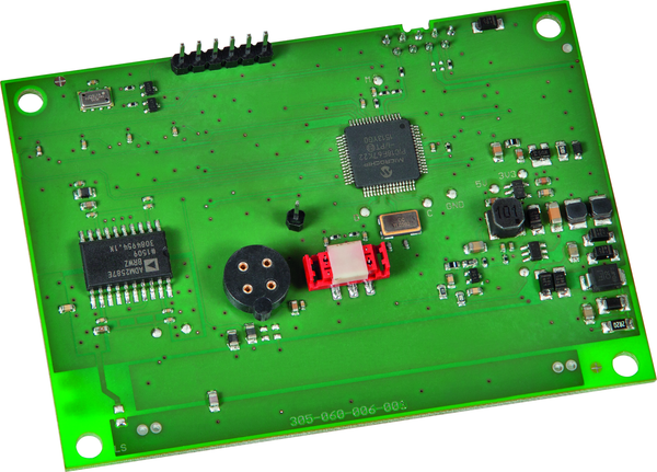 AERASGARD KFTM-CO2-Modbus LCD, mit geöffneter Abdeckung und sichtbarer Platine, mit Sinterfilter - S+S Regeltechnik