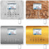 RYMASKON® RYM 1461C-RH-WMOD room controllers in four finishes: concrete, wood, stainless steel, and gold.