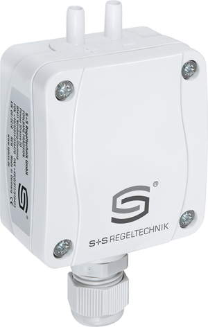 Differenzdrucksensor mit geschlossenem Gehäuse und Kabelverschraubung