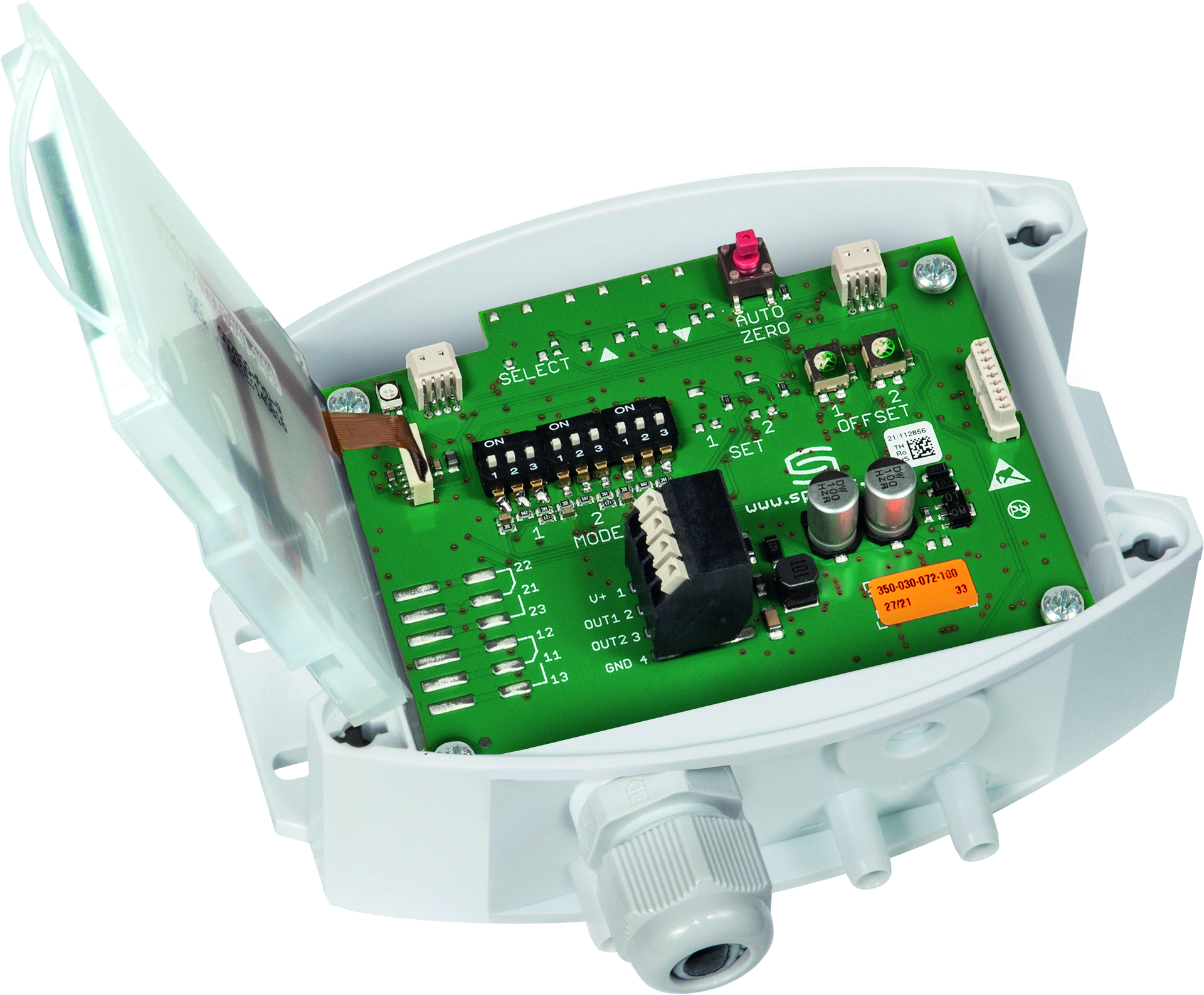 PREMASGARD 7225 LCD, mit geöffneter Abdeckung und LCD-Anzeige - S+S Regeltechnik
