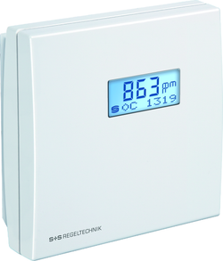 Raumfühler für Feuchte, Temperatur, Luftgüte und CO2 AERASGARD RFTM-LQ-CO2-W LCD, mit LCD-Anzeige, mit Metall-Sinterfilter - S+S Regeltechnik