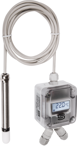 Raumpendeltemperaturmessumformer THERMASGARD RPTM1-Modbus LCD, mit LCD-Anzeige - S+S Regeltechnik