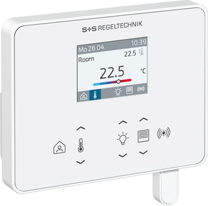 WIRELESS Raumregler in Seitenansicht mit Display