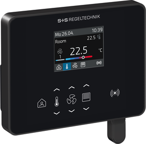 WIRELESS Raumregler in perspektivischer Gesamtansicht mit Display