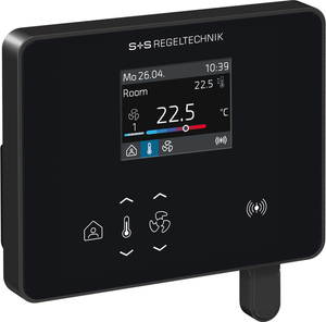 WIRELESS Raumregler in perspektivischer Gesamtansicht mit Display